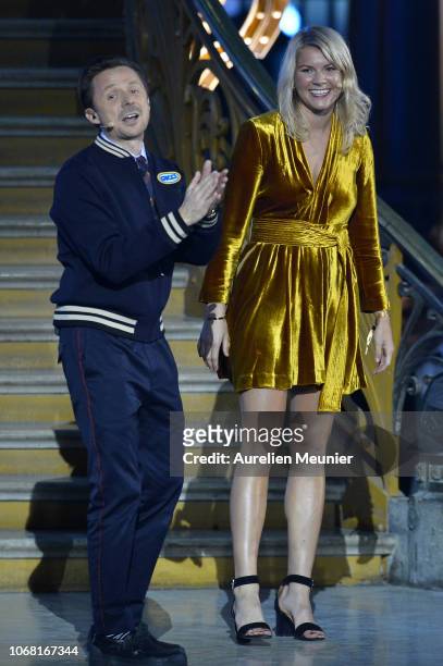 Ada Hegerberg of Sweden and Olympioque Lyonnais dances with French DJ Martin Solveig after she won the 2018 Ballon D'Or at Le Grand Palais on...