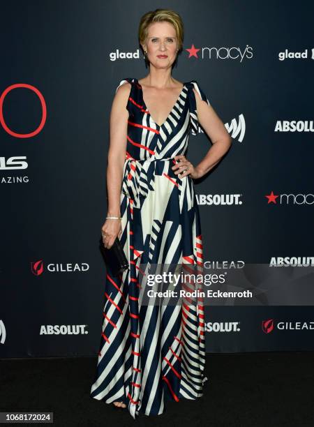 Cynthia Nixon attends Out Magazine's OUT100 Awards Celebration Presented By Lexus at Quixote Studios on November 15, 2018 in Los Angeles, California.
