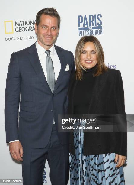 Actors Peter Hermann and Mariska Hargitay attend the New York premiere of "Paris to Pittsburgh" hosted by Bloomberg Philanthropies and RadicalMedia...