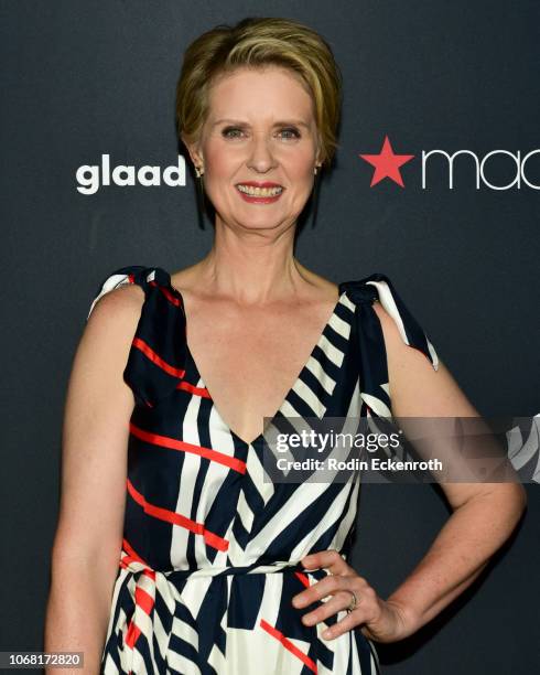 Cynthia Nixon attends Out Magazine's OUT100 Awards Celebration Presented By Lexus at Quixote Studios on November 15, 2018 in Los Angeles, California.
