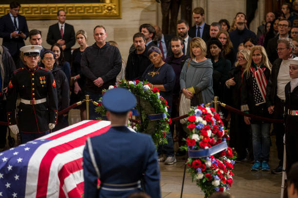 People visit the Capitol Building as former U.S. President George H.W. Bush lies in State on December 3, 2018 in Washington, DC. A WWII combat...