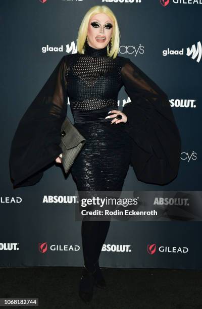 Morgan McMichaels attends Out Magazine's OUT100 Awards Celebration Presented By Lexus at Quixote Studios on November 15, 2018 in Los Angeles,...