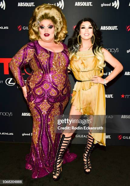RuPaul's Drag Race alumni Eureka O'Hara and Manila Luzon attend Out Magazine's OUT100 Awards Celebration Presented By Lexus at Quixote Studios on...
