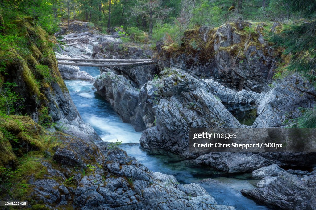 View of river between rocks
