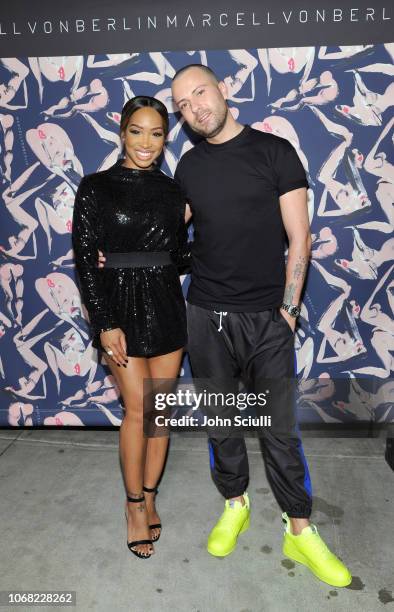 Malika Haqq and Marcell von Berlin attend the MARCELL VON BERLIN LA Store Launch at MARCELL VON BERLIN Flagship Store on November 15, 2018 in Los...