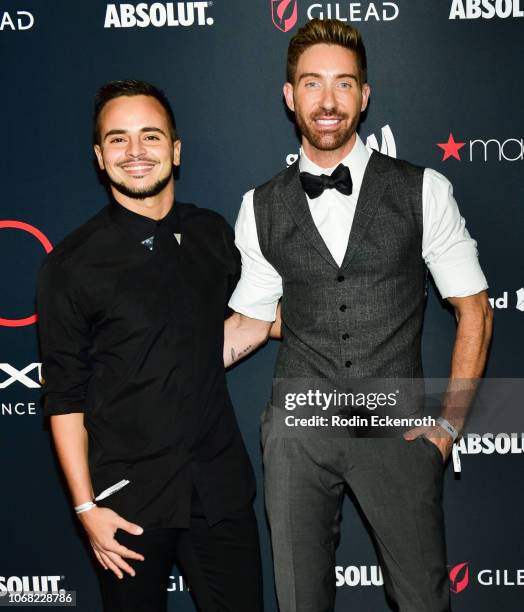 Yaris Marshall and Bobby Newbury attend Out Magazine's OUT100 Awards Celebration Presented By Lexus at Quixote Studios on November 15, 2018 in Los...