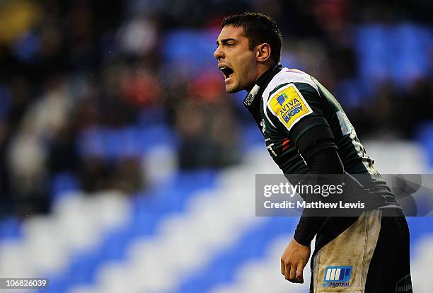 Daniel Bowden of London Irish in action during the LV Anglo Welsh Cup match between London Irish and Scarlets at the Madejski Stadium on November 14,...