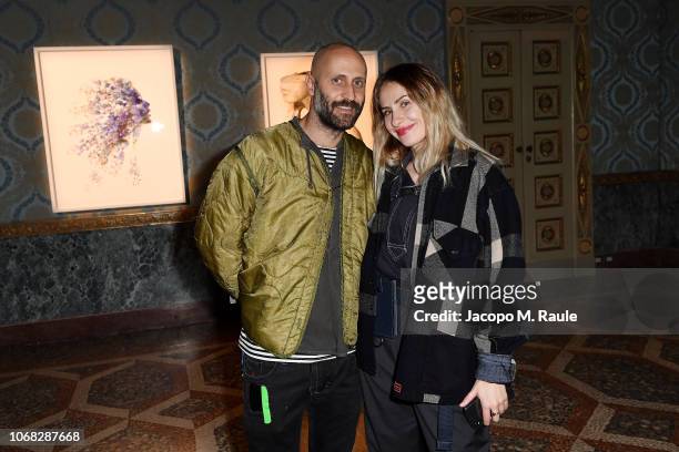 Andrea Rosso and Fabiola Di Virgilio attend "Solve Sundsbo. Beyond The Still Image" exhibition opening during the Vogue Photo Festival at Palazzo...