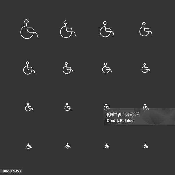 handicap sign icons - white multi scale line series - reserved sign stock illustrations