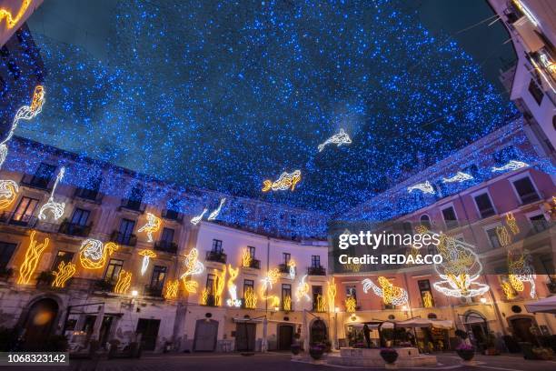 Artist lights in Salerno, historical center, Christmas, Luci dArtista, Campania, Italy, Europe.
