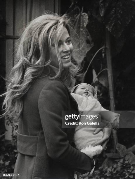 Jane Fonda and baby daughter Vanessa Vadim during Jane Fonda with Newborn Vanessa Vadim Sighting at Belvedere Hospital in Paris - October 23, 1968 at...