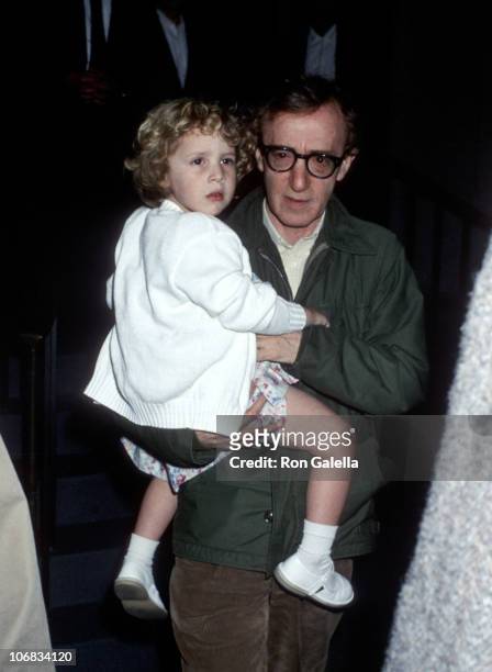 Woody Allen and Dylan O'Sullivan Farrow during Mia Farrow and Woody Allen Sighting at Her Apartment in New York City - May 2, 1989 at Mia Farrow's...
