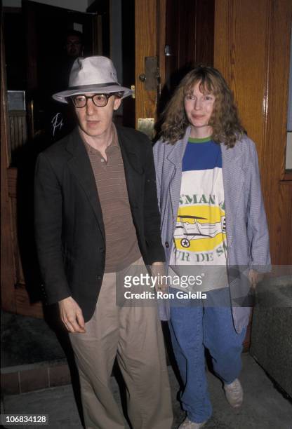 Woody Allen and Mia Farrow during Woody Allen and Mia Farrow Sighting at Primola Restaurant in New York City - June 10, 1989 at Primola Restaurant in...