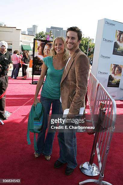 Erinn Bartlett and Oliver Hudson during DreamWorks Pictures' "Dreamer: Inspired by a True Story" Los Angeles Premiere - Red Carpet at Mann Village...