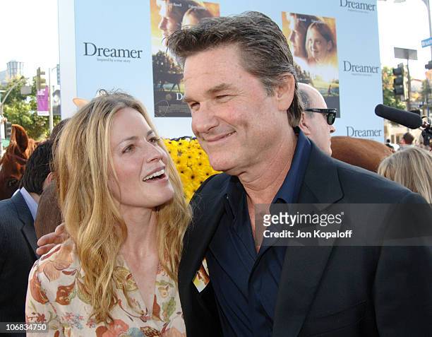 Elisabeth Shue and Kurt Russell during DreamWorks Pictures' "Dreamer: Inspired by a True Story" Los Angeles Premiere - Red Carpet at Mann Village...