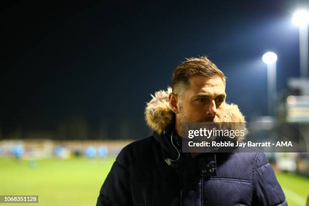 Grant Holt prior to The Emirates FA Cup Second Round match between Guisley and Fleetwood Town at Nethermoor Park on December 2, 2018 in Guiseley,...