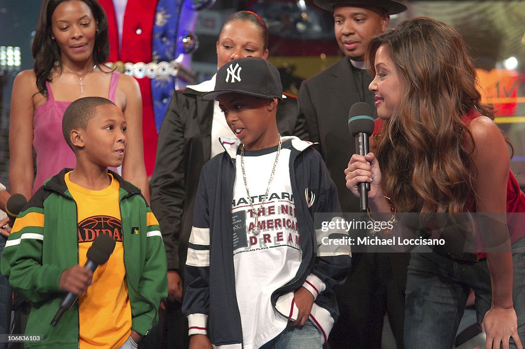 Charlize Theron, Pharrell Williams and Reverend Run Visit MTV's "TRL" - October 13, 2005