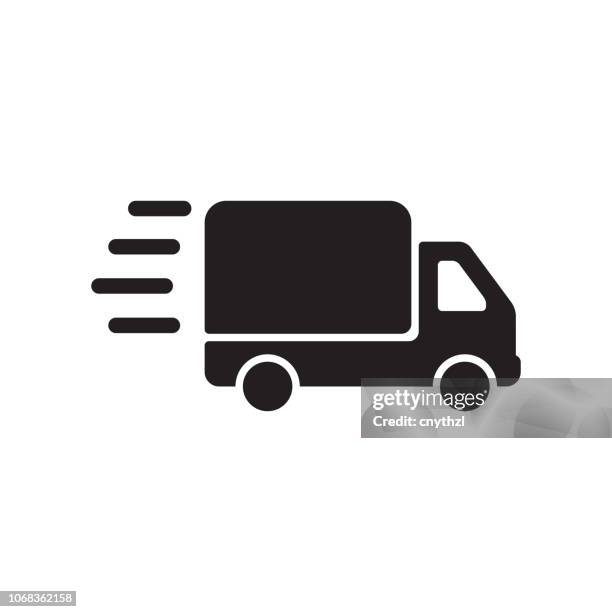 stockillustraties, clipart, cartoons en iconen met levering-pictogram - vrachtwagen