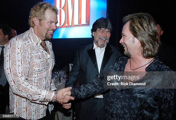 Toby Keith, Randy Owens and Travis Tritt during 53rd Annual BMI Country Music Awards at BMI Nashville Offices in Nashville, Tennessee, United States.