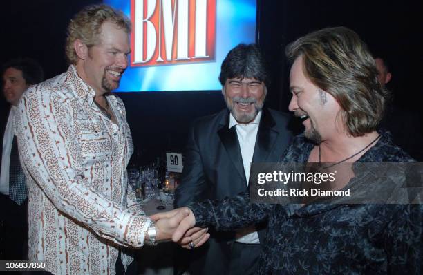 Toby Keith, Randy Owens and Travis Tritt during 53rd Annual BMI Country Music Awards at BMI Nashville Offices in Nashville, Tennessee, United States.