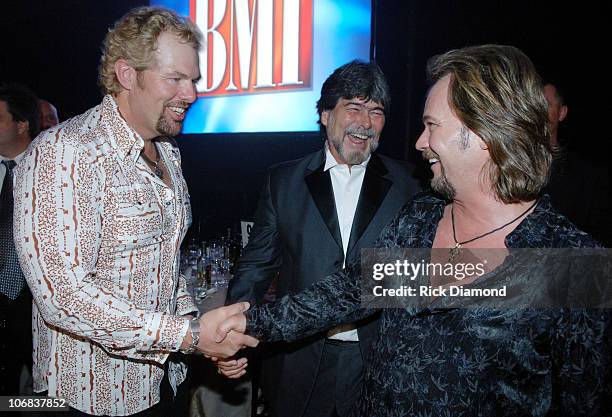 Toby Keith, Randy Owens and Travis Tritt during 53rd Annual BMI Country Music Awards at BMI Nashville Offices in Nashville, Tennessee, United States.