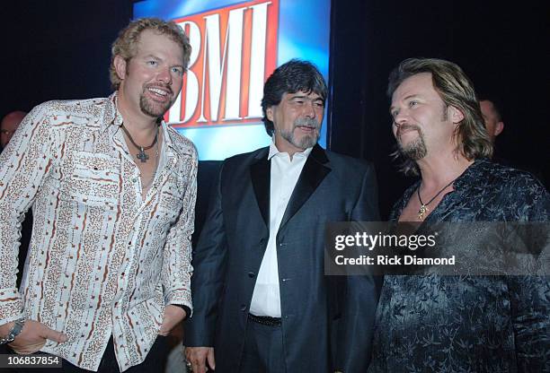 Toby Keith, Randy Owens and Travis Tritt during 53rd Annual BMI Country Music Awards at BMI Nashville Offices in Nashville, Tennessee, United States.