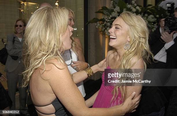 Lindsay Lohan and Lisa Ann Walter during De Beers LV Celebrates The Entry to The U.S. With The Grand Opening of its First De Beers Store at De Beers...
