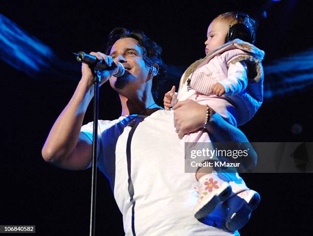 Chris Cornell of Audioslave and his daughter Toni during Audioslave in Concert at Madison Square Garden in New York City - October 29, 2005 at...