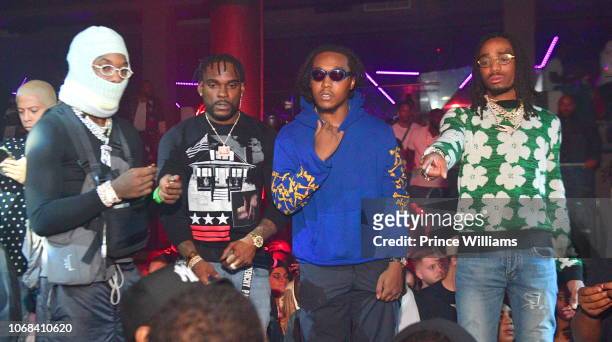 Offset, DJ Stevie J, Takeoff and Quavo attend a Party at Story Nightclub on November 15, 2018 in Miami Beach, Florida.