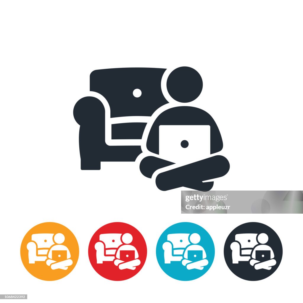 Business Person Telecommuting From Home Icon