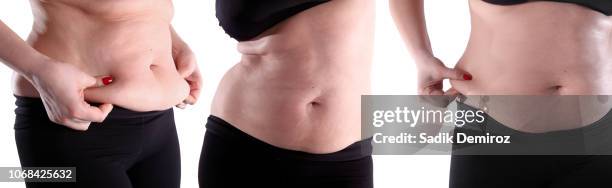 fat belly woman over white background - fat hips stock pictures, royalty-free photos & images