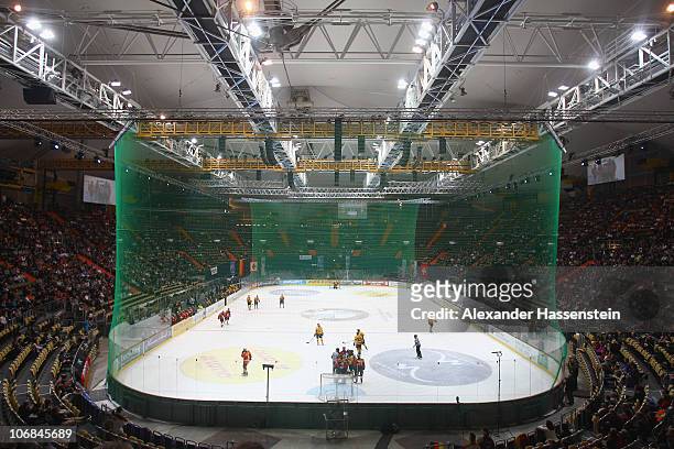 General view during the German Ice Hockey Cup 2010 third round game between Germany and Switzerland at Olympiahalle on November 14, 2010 in Munich,...