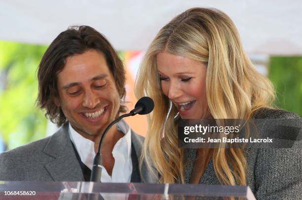 Brad Falchuk and Gwyneth Paltrow attend a ceremony honoring Ryan Murphy with a star on The Hollywood Walk of Fame on December 4, 2018 in Los Angeles,...