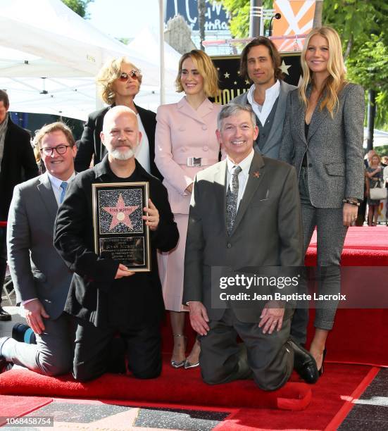 Jessica Lange, Sarah Paulson, Ryan Murphy, Gwyneth Paltrow and Brad Falchuk attend a ceremony honoring Ryan Murphy with a star on The Hollywood Walk...