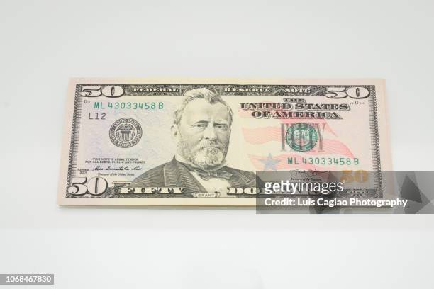 us dollar banknotes - 50 dollar bill stock-fotos und bilder