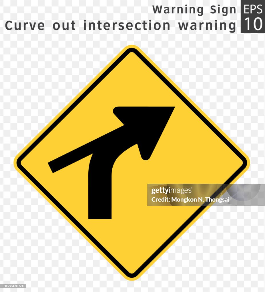 Dynamic Intersection Warning Sign Road Sign Warning Curve Out Intersection Warning Vector Illustration On ...