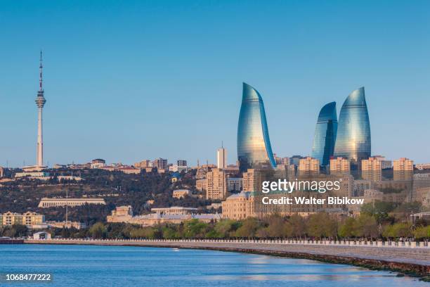 azerbaijan, baku, city skyline - baku stock pictures, royalty-free photos & images