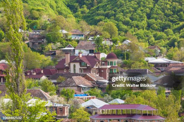 azerbaijan, sheki, high angle view of town - azerbaijan sheki stock pictures, royalty-free photos & images