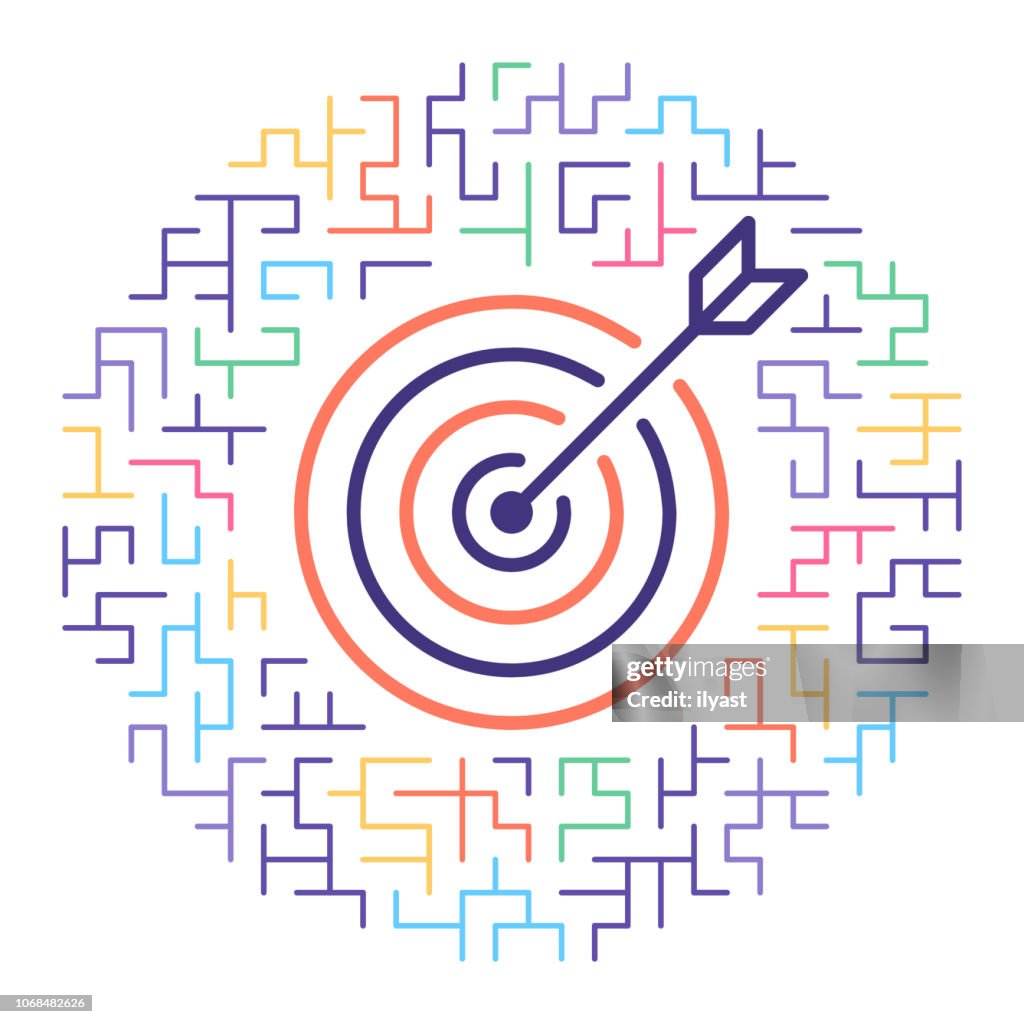 Ziel Publikum Linie Icon Illustration