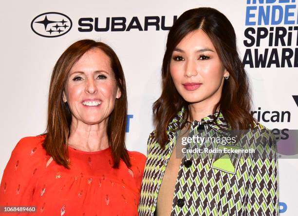 Actors Molly Shannon and Gemma Chan attend the 2019 Film Independent Spirit Awards Nomination Press Conference at W Hollywood on November 16, 2018 in...