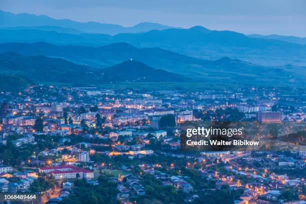 nagorno karabakh republic, stepanakert, high angle skyline view, dawn - the capital of the armenian city stock pictures, royalty-free photos & images