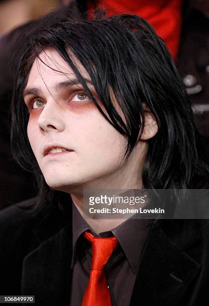 Gerard Way of My Chemical Romance during Jesse McCartney, My Chemical Romance, and Rick Gonzalez Visit MTV's TRL - January 17th, 2005 at MTV Studios...