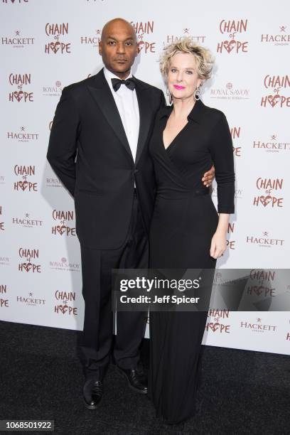 Colin Salmon and Fiona Hawthorne attend the Chain Of Hope Gala Ball 2018 at Old Billingsgate on November 16, 2018 in London, England.