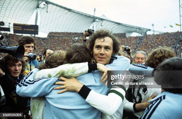 Team-Captain Franz Beckenbauer after the german soccer team won the finals of the Soccer World Cup 1974 on July 7th 1974 in Munich against the...