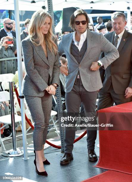 Brad Falchuk and Gwyneth Paltrow attend the ceremony honoring Ryan Murphy with star on the Hollywood Walk of Fame on December 4, 2018 in Hollywood,...