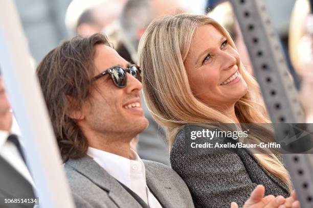 Brad Falchuk and Gwyneth Paltrow attend the ceremony honoring Ryan Murphy with star on the Hollywood Walk of Fame on December 4, 2018 in Hollywood,...