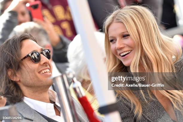 Brad Falchuk and Gwyneth Paltrow attend the ceremony honoring Ryan Murphy with star on the Hollywood Walk of Fame on December 4, 2018 in Hollywood,...