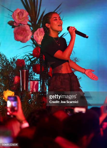 Jhene Aiko performs onstage during Metro By T-Mobile Presents: Live In LA Powered By Pandora Featuring Cardi B And Jhené Aiko at Academy Nightclub on...