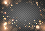 Izolated bright bokeh effect on a transparent background. Blurred light frame