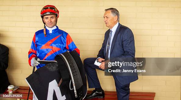 Peter Snowden Racing Leading trainer Peter Snowden looks on after talking to jockey Corey ...